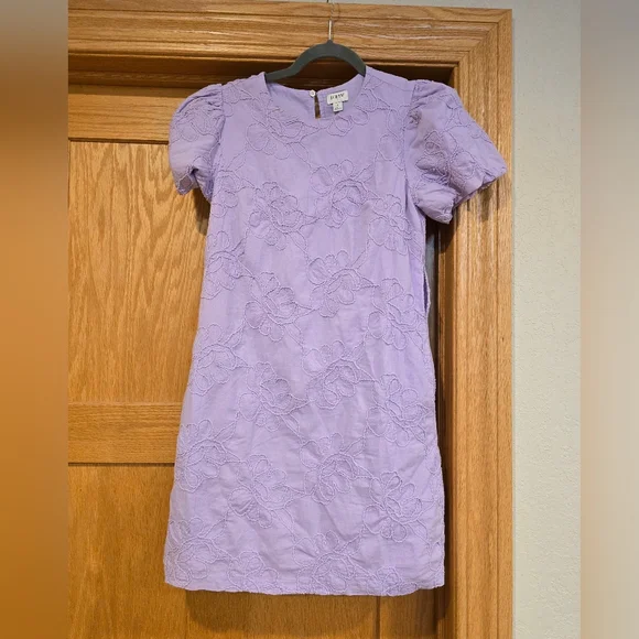 J.Crew Eyelet puff-sleeve mini dress :$128 Vintage Lilac size 4 - Picture 5 of 13